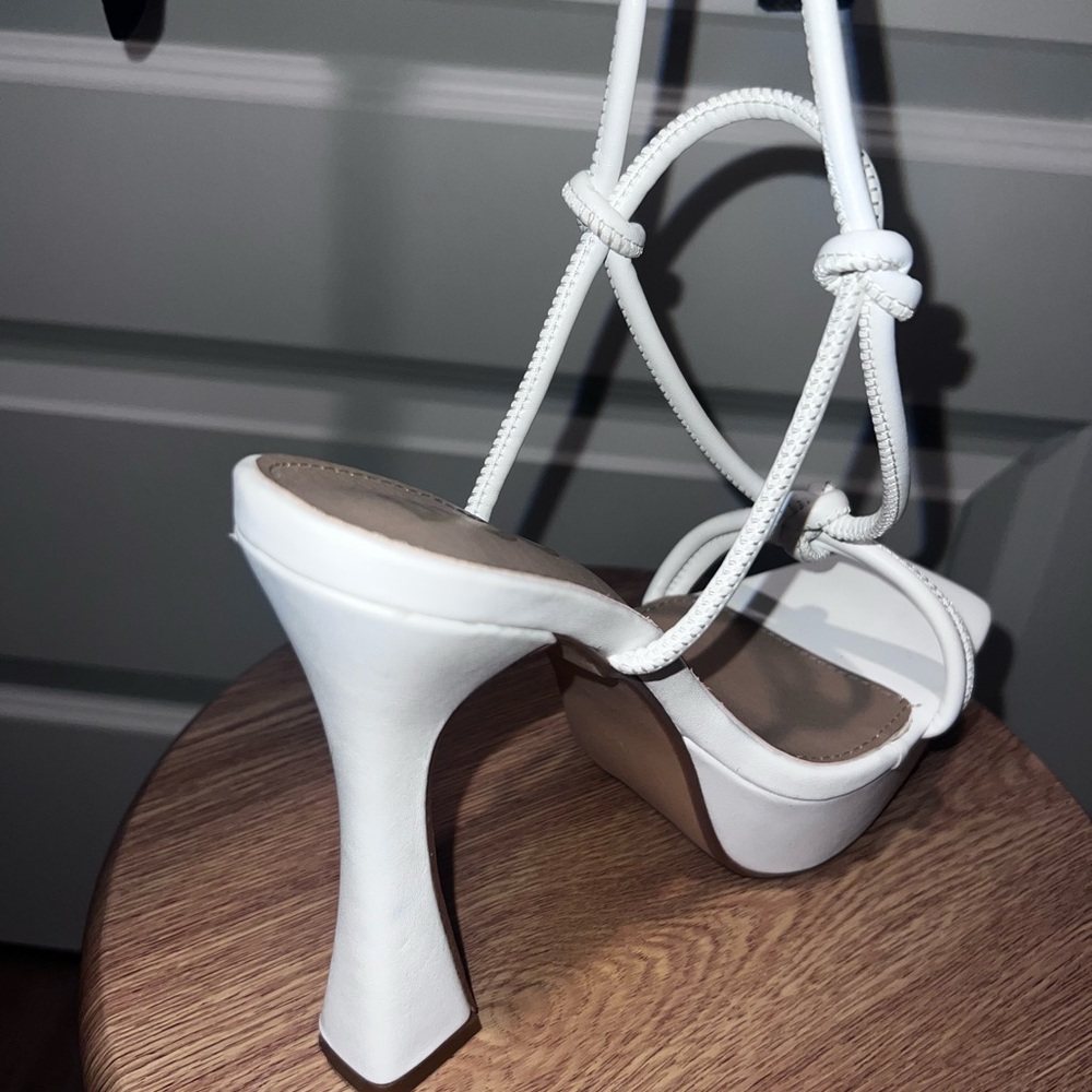 EGO White Knotted Strap Heels